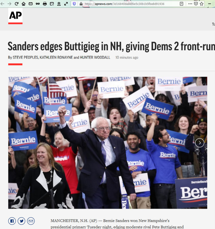 Sanders edges Buttigieg in NH, giving Dems 2 front-runners - Mozilla Firefox 2122020 004202