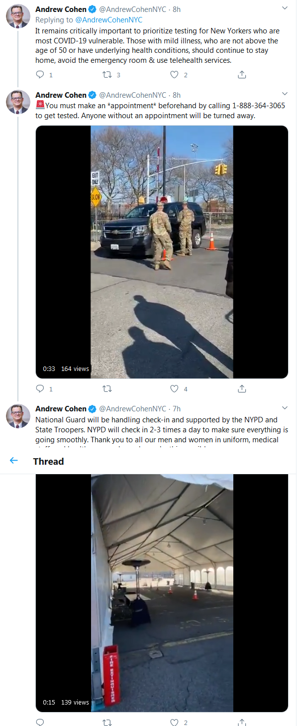 Screenshot_2020-03-23 Andrew Cohen on Twitter New appointment-only #Bronx COVID-19 mobile testing site LehmanCollege opens [...](2)