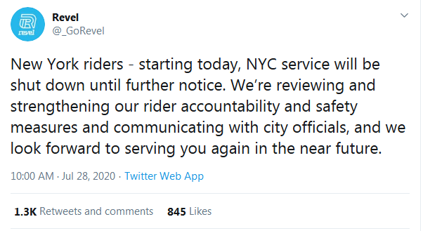 Screenshot_2020-07-28 (7) Revel on Twitter New York riders - starting today, NYC service will be shut down until further no[...]